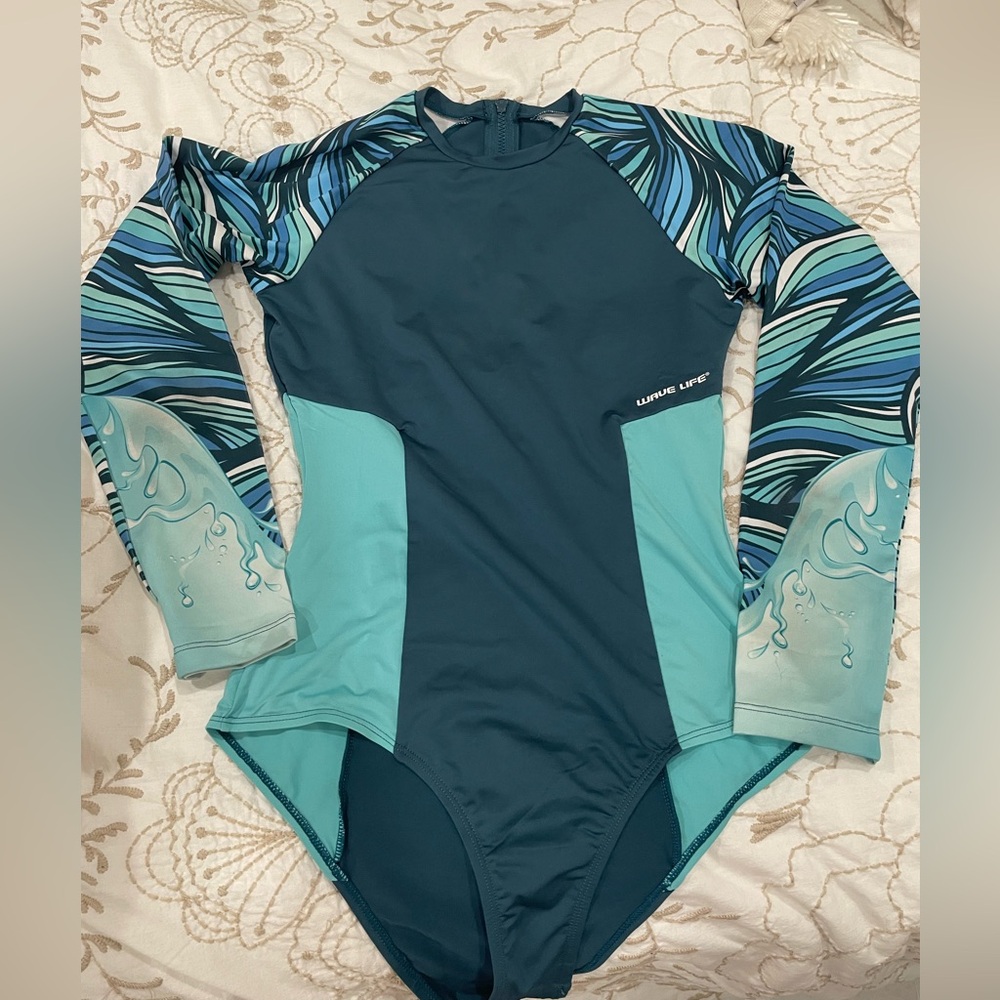Wave Life surf one piece Blue Long Sleeve Swimsuit L